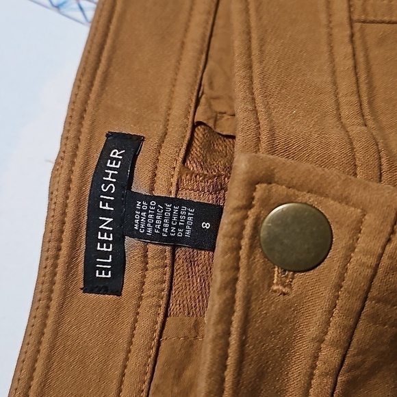 Eileen Fisher Burnt‎ Orange Organic Cotton Chino Pants Size 8 - Picture 3 of 5